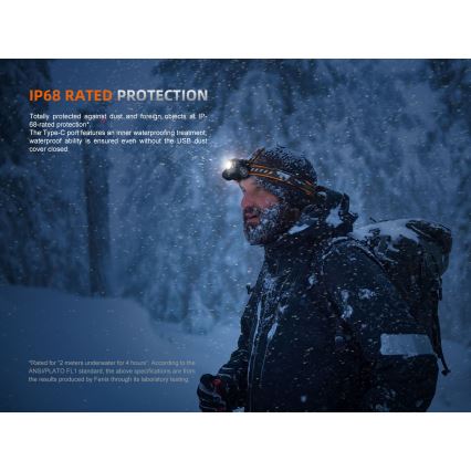 Fenix HM75RTOPAZ - Linterna frontal LED recargable regulable LED/USB IP68 1600 lúmenes 210 h 4000 mAh