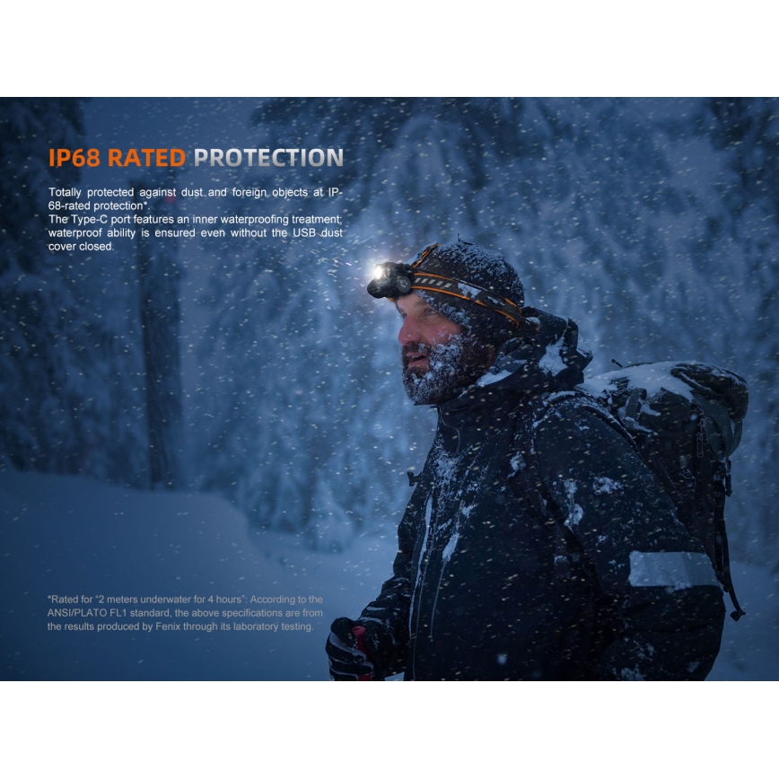 Fenix HM75RTOPAZ - Linterna frontal LED recargable regulable LED/USB IP68 1600 lúmenes 210 h 4000 mAh
