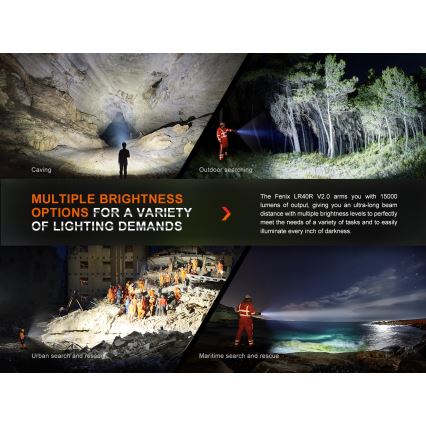 Fenix LR40RV20 - Linterna recargable LED LED/USB IP68 15000 lúmenes 177 h 5000 mAh