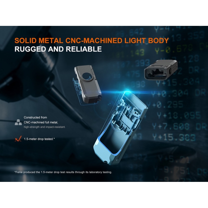 Fenix ​​E06RGRY - Linterna LED recargable y regulable UV LED/USB IP66 700 lúmenes 60 h 750 mAh gris