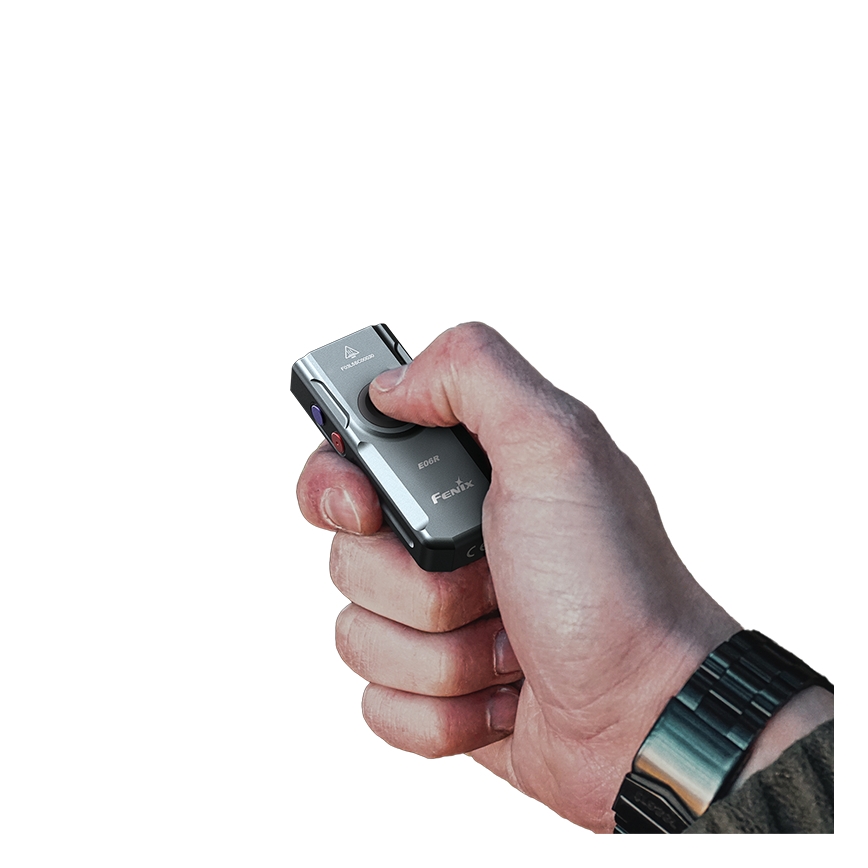 Fenix ​​E06RGRY - Linterna LED recargable y regulable UV LED/USB IP66 700 lúmenes 60 h 750 mAh gris