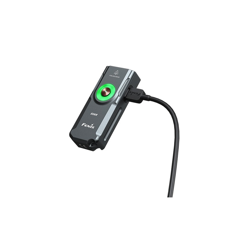 Fenix ​​E06RGRY - Linterna LED recargable y regulable UV LED/USB IP66 700 lúmenes 60 h 750 mAh gris