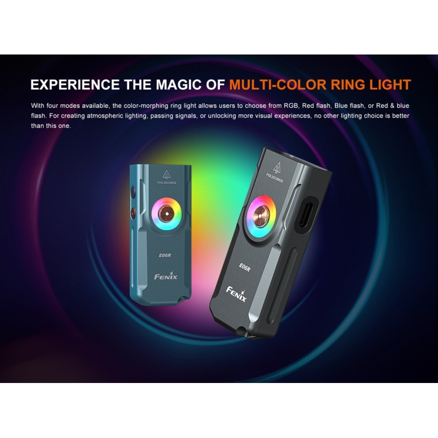 Fenix ​​E06RTKS - Linterna LED recargable y regulable UV LED/USB IP66 700 lm 60 h 750 mAh turquesa