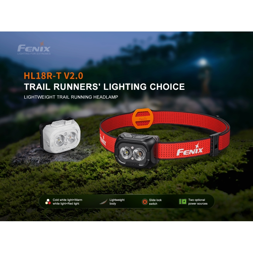 Fenix ​​HL18RTV20BLC - Linterna frontal LED recargable y regulable LED/USB/3xAAA IP66 800 lm 160 h 1900 mAh negro/naranja