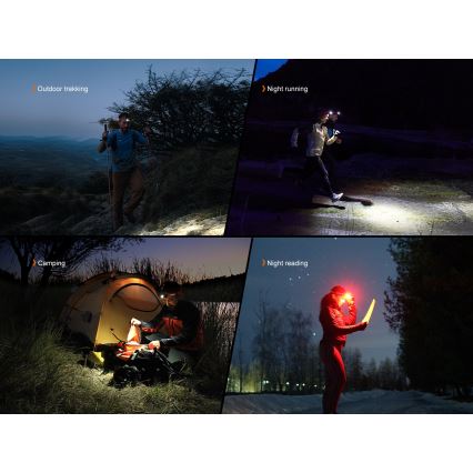 Fenix ​​HL18RTV20BLC - Linterna frontal LED recargable y regulable LED/USB/3xAAA IP66 800 lm 160 h 1900 mAh negro/naranja