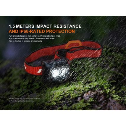 Fenix ​​HL18RTV20BLC - Linterna frontal LED recargable y regulable LED/USB/3xAAA IP66 800 lm 160 h 1900 mAh negro/naranja