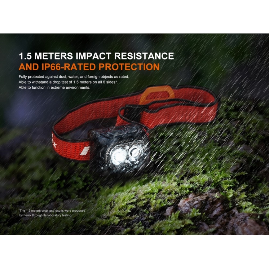 Fenix ​​HL18RTV20BLC - Linterna frontal LED recargable y regulable LED/USB/3xAAA IP66 800 lm 160 h 1900 mAh negro/naranja