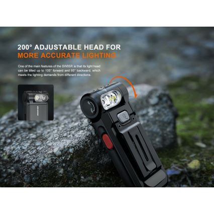 Fenix ​​SW05RREDBLC - Linterna LED recargable y regulable LED/USB IPX6 150 lm 49 h 700 mAh negro