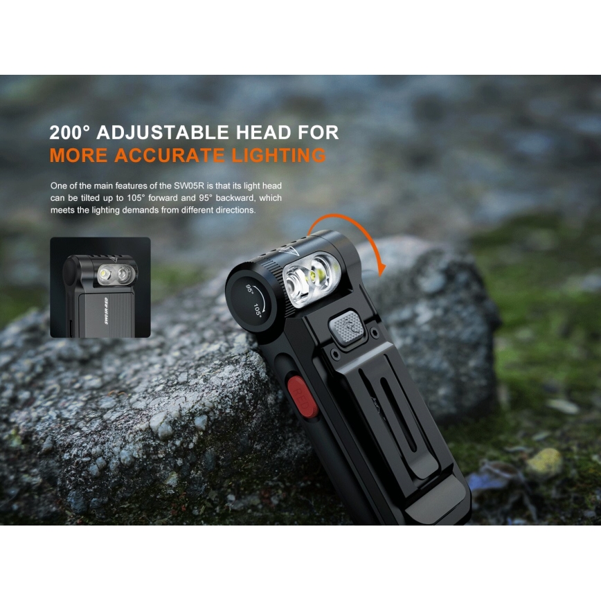 Fenix ​​SW05RREDBLC - Linterna LED recargable y regulable LED/USB IPX6 150 lm 49 h 700 mAh negro