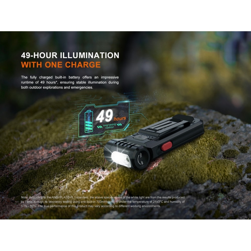 Fenix ​​SW05RREDBLC - Linterna LED recargable y regulable LED/USB IPX6 150 lm 49 h 700 mAh negro