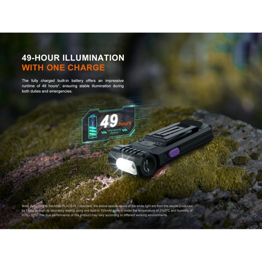 Fenix ​​SW05RUVBLC - Linterna LED recargable y regulable LED/USB IPX6 150 lm 49 h 700 mAh negro