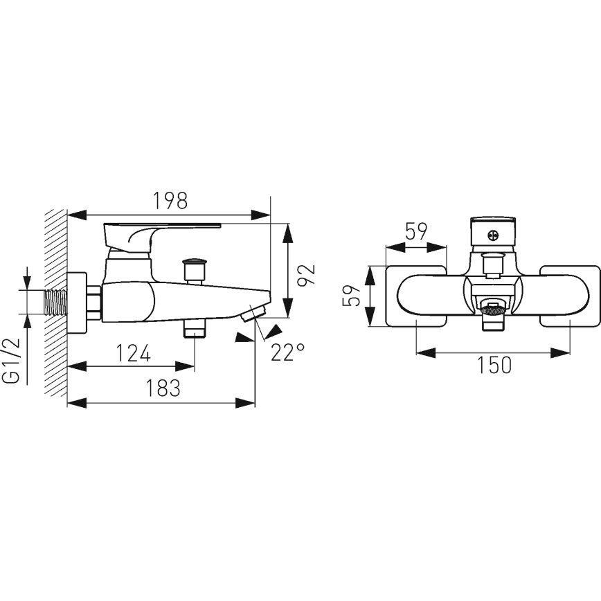 FERRO - Grifo de bañera ALGEO SQUARE cromo pulido