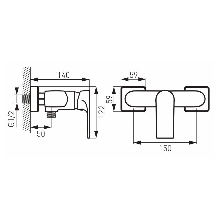 FERRO - Grifo de ducha ALGEO SQUARE acabado en cromo brillante