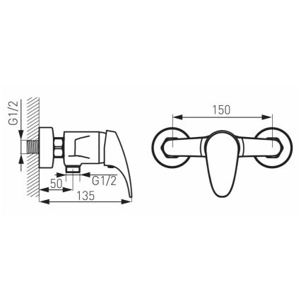 FERRO - Grifo de ducha ONE cromo brillante