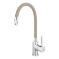 FERRO - Grifo de fregadero con brazo flexible cromo brillante/beige