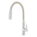 FERRO - Grifo de fregadero con brazo flexible cromo brillante/beige
