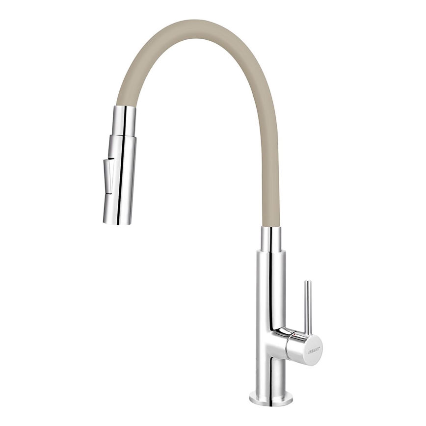 FERRO - Grifo de fregadero con brazo flexible cromo brillante/beige