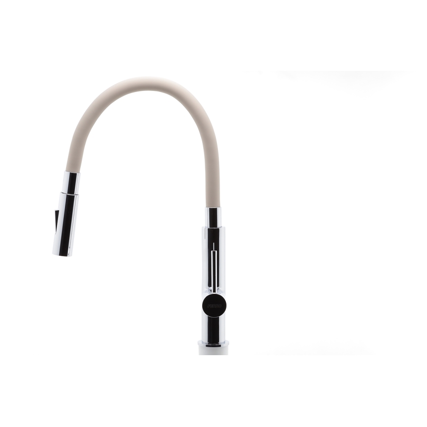 FERRO - Grifo de fregadero con brazo flexible cromo brillante/beige