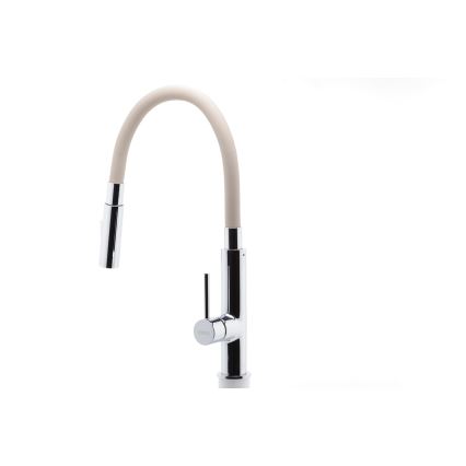 FERRO - Grifo de fregadero con brazo flexible cromo brillante/beige