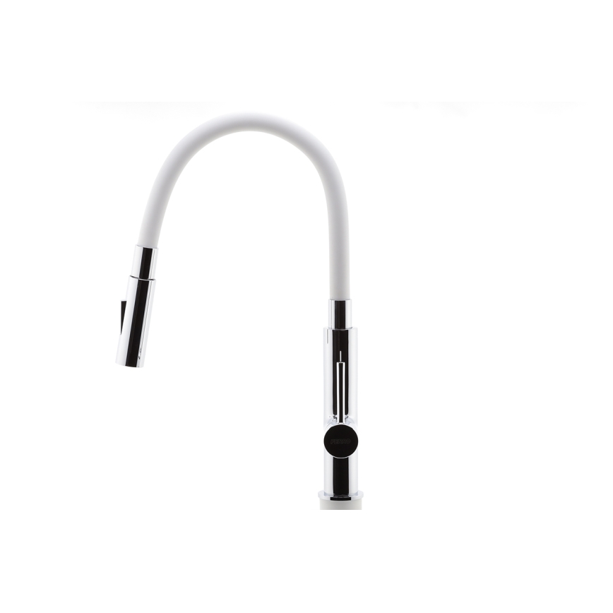 FERRO - Grifo de fregadero con brazo flexible cromo brillante/blanco