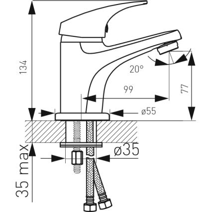 FERRO - Grifo de lavabo + desagüe ONE cromo brillante