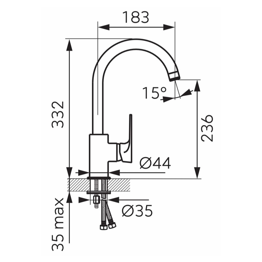 FERRO - Grifo para fregadero ALGEO SQUARE, cromo brillante