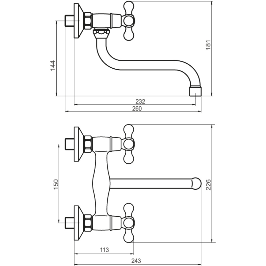 FERRO - Grifo para fregadero/lavabo ANTICA, acabado bronce