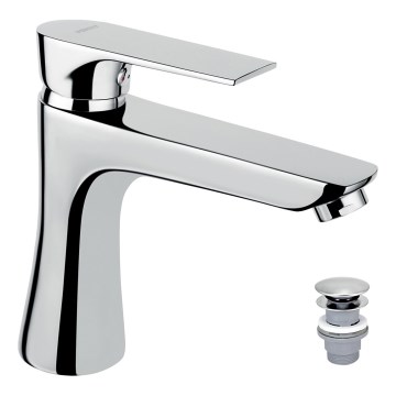 FERRO - Grifo para lavabo + válvula de desagüe ALGEO SQUARE cromo brillante