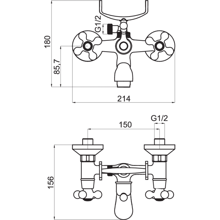 FERRO - Set de bañera con grifería ANTICA en bronce