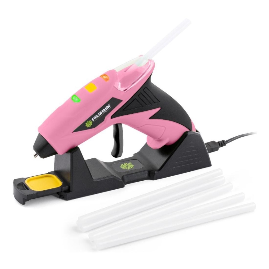 Fieldmann - Pistola de pegamento caliente inalámbrica 4V 1500 mAh rosa