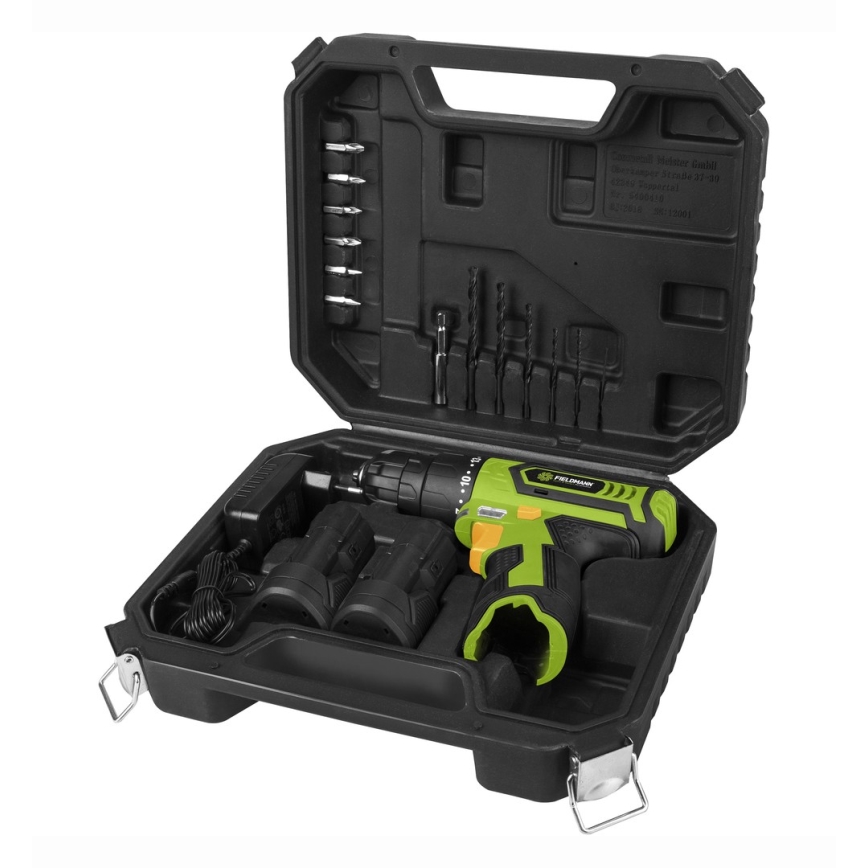 Fieldmann - Taladro inalámbrico con accesorios 12V 1300 mAh