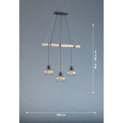 Fischer & Honsel 60798 - Lámpara colgante STRAW 3xE27/40W/230V