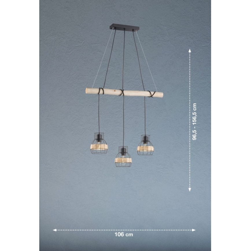 Fischer & Honsel 60798 - Lámpara colgante STRAW 3xE27/40W/230V