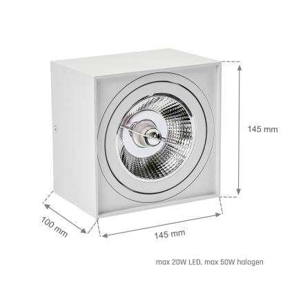 Foco CHLOE AR111 1xGU10/50W/230V cuadrado blanco