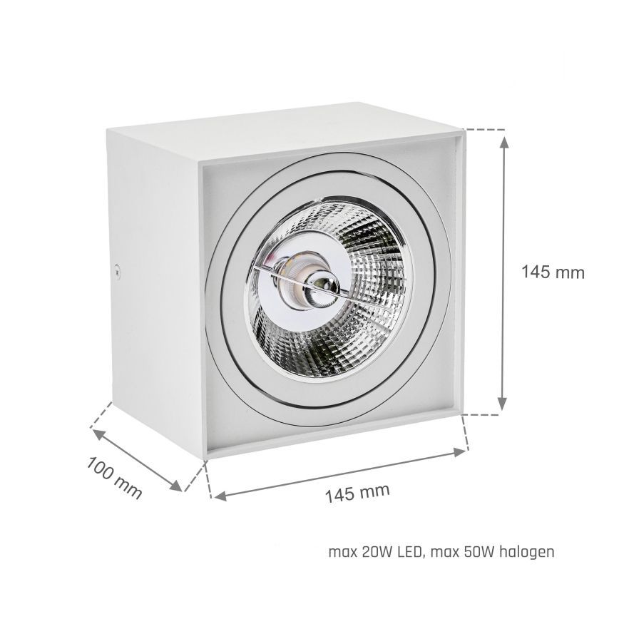 Foco CHLOE AR111 1xGU10/50W/230V cuadrado blanco