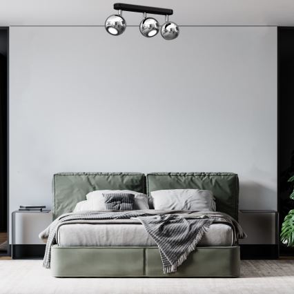 Foco COMET 3xGU10/8W/230V negro/cromo brillante