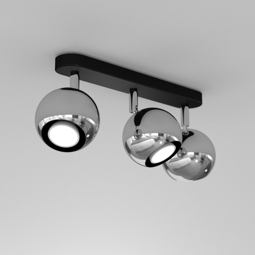 Foco COMET 3xGU10/8W/230V negro/cromo brillante