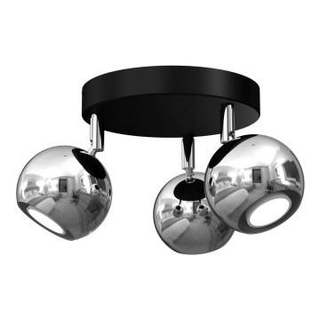 Foco COMET 3xGU10/8W/230V negro/cromo brillante
