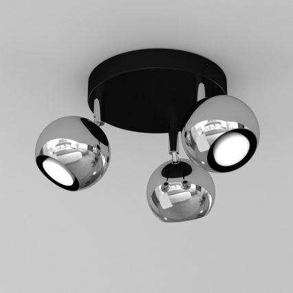 Foco COMET 3xGU10/8W/230V negro/cromo brillante