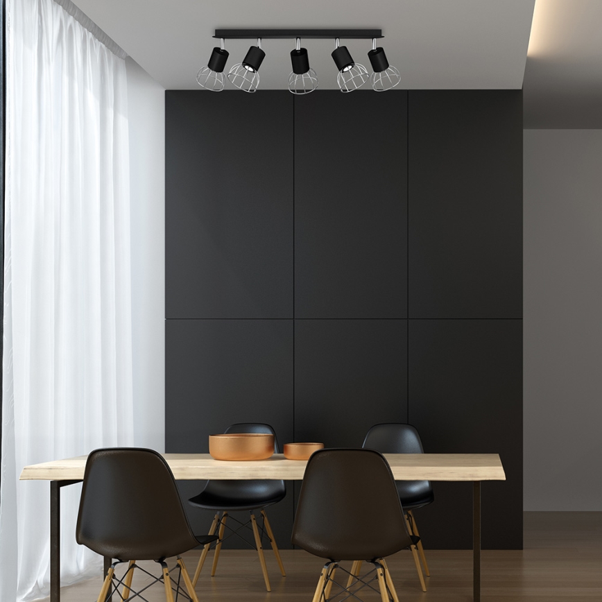 Foco DANTE 5xGU10/25W/230V negro/cromo brillante