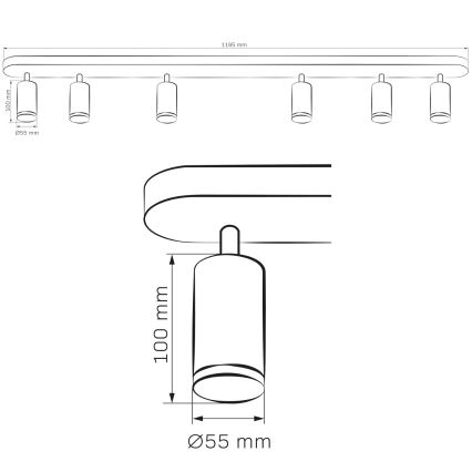 Foco de baño TURYN 6xGU10/10W/230V IP44 negro