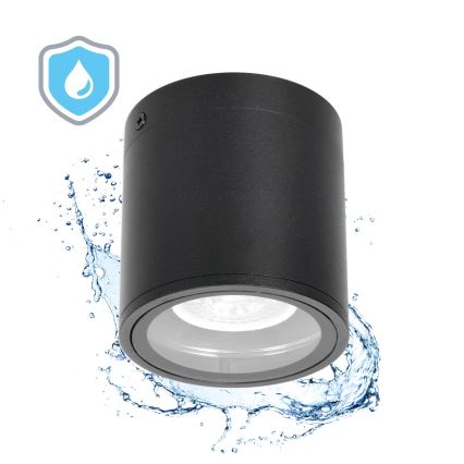 Foco de exterior 1xGU10/35W/230V IP54 redondeado negro