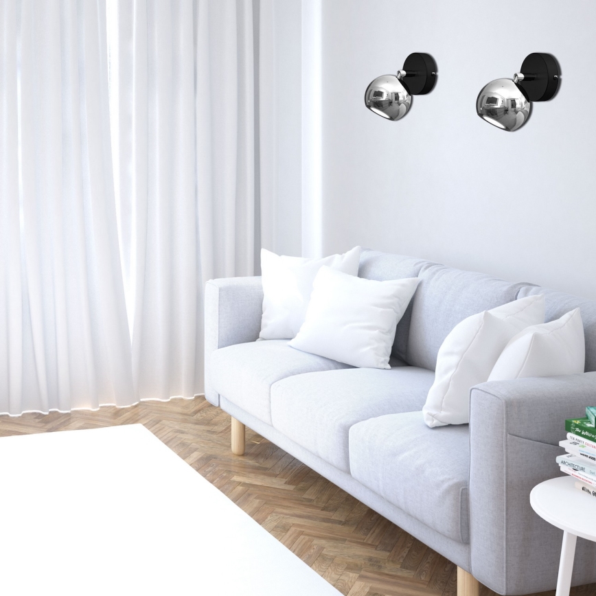 Foco de pared COMET 1xGU10/8W/230V negro/cromo brillante