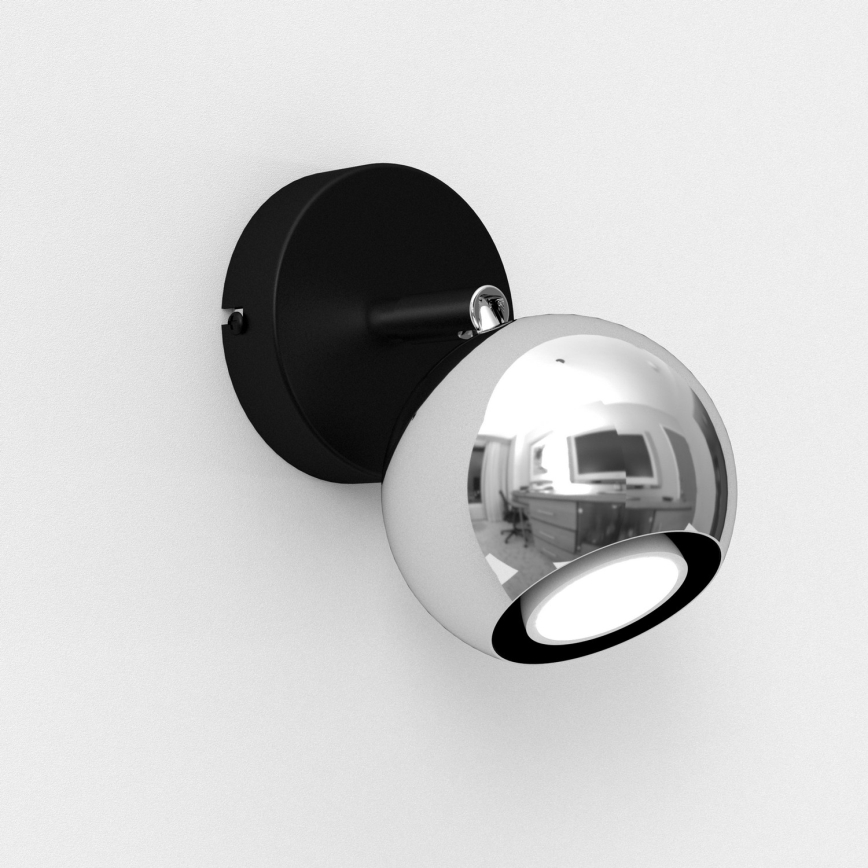 Foco de pared COMET 1xGU10/8W/230V negro/cromo brillante