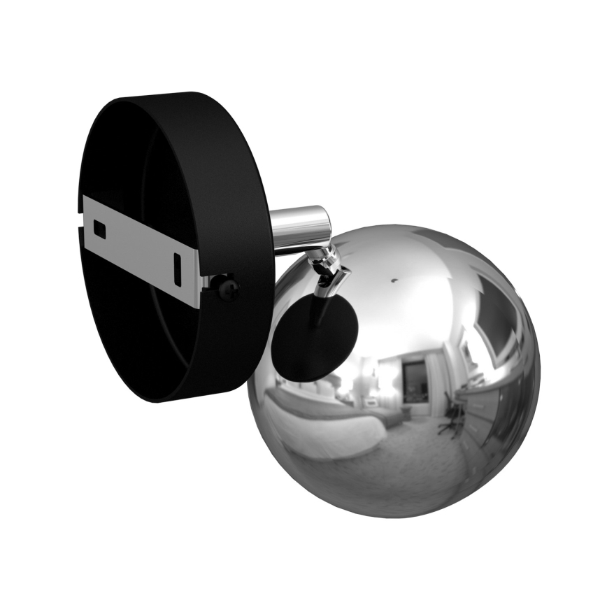 Foco de pared COMET 1xGU10/8W/230V negro/cromo brillante