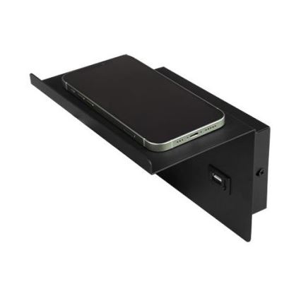 Foco de pared con estante y USB con cargador 1xG9/35W/230V negro/dorado