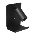 Foco de pared con estante y USB con cargador 1xGU10/35W/230V negro