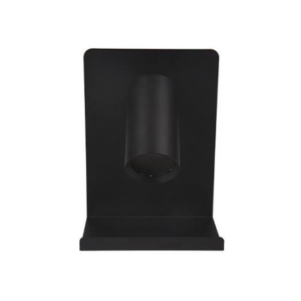 Foco de pared con estante y USB con cargador 1xGU10/35W/230V negro
