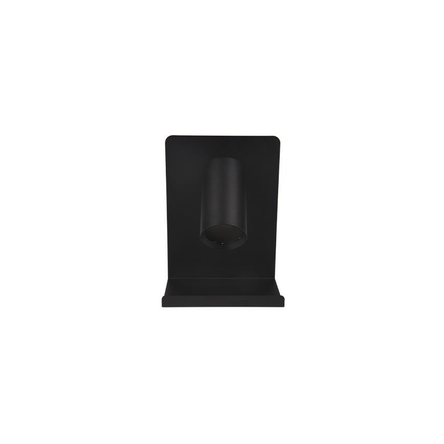 Foco de pared con estante y USB con cargador 1xGU10/35W/230V negro