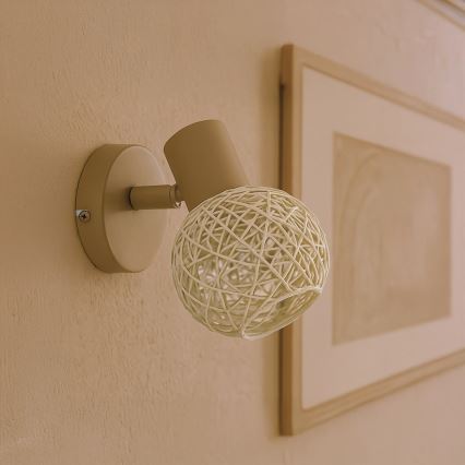 Foco de pared DEX 1xE14/10W/230V beige/crema